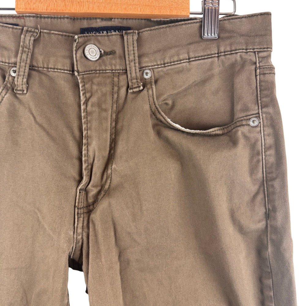 Lucky Brand 121 Slim Straight Mens 29x32 Brown Pants 7MP10009 Twill Chino Casual